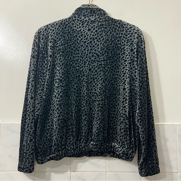Vtg Leslie Fay S Petite Full Zip Burnout Velvet Leopard Print Jacket Retro 90s - Picture 6 of 10